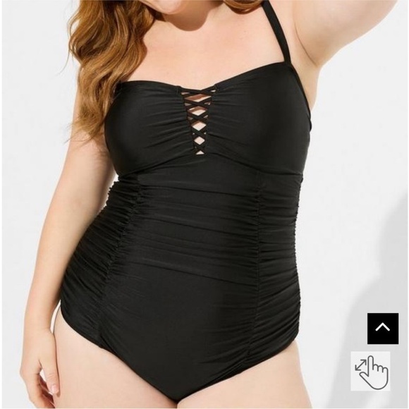 torrid Other - NWT Torrid Slim Fix One Piece Lattice Front Swimsuit Wireless Black 2X